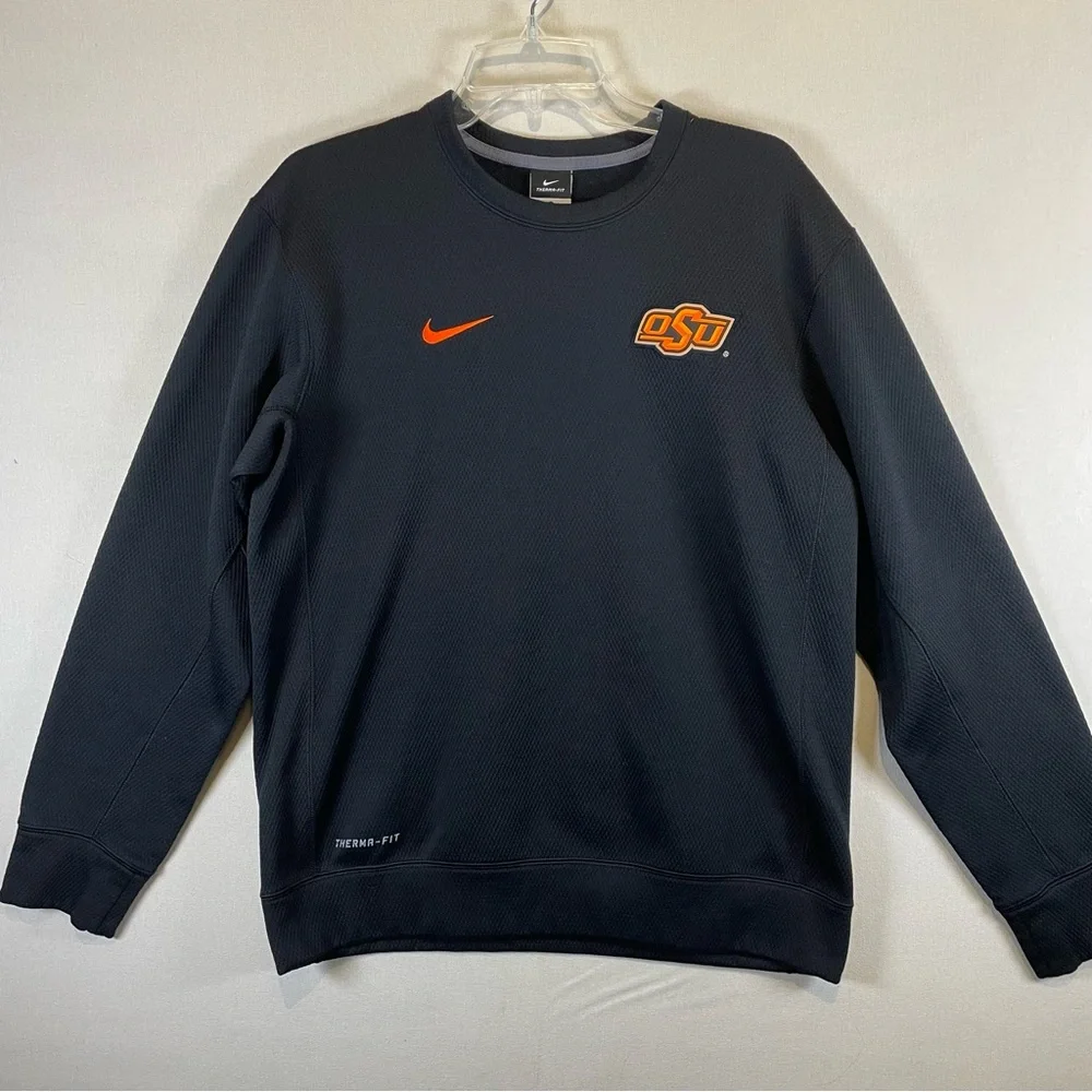 Nike Therma-Fit OSU Sweatshirt Black Crewneck Oklahoma State Size M